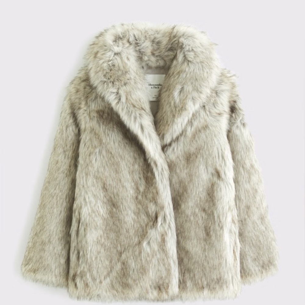 White/Grey Faux Fur Coat